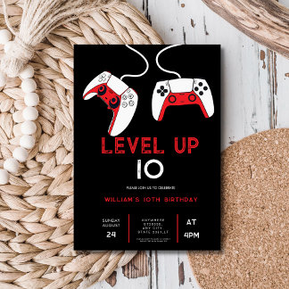Level Up 10 Videospiel zum Geburtstag Einladung