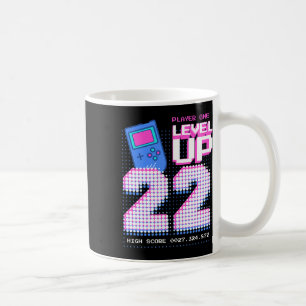 Level Up 22. Geburtstags-Shirt Lustiger Videospiel Kaffeetasse