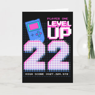 Level Up 22. Geburtstags-Shirt Lustiger Videospiel Karte
