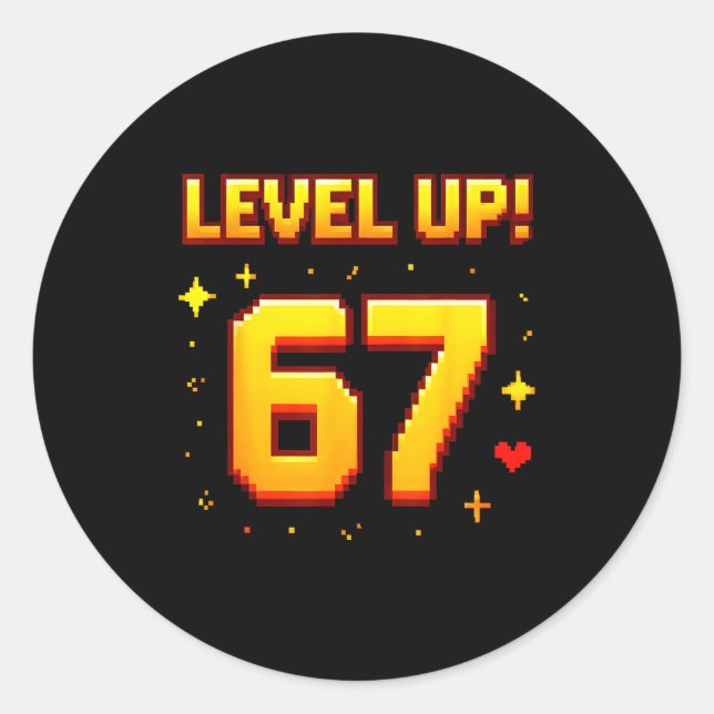 Level Up 67 Funny Gaming 6 7 Meme Gen Alpha Slang  Runder Aufkleber (Vorderseite)