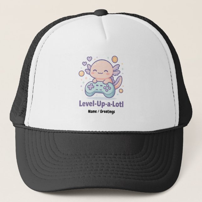 Level-Up-a-Lotl Cute Gamer Axolotl Kawaii Cozy  Truckerkappe (Vorderseite)
