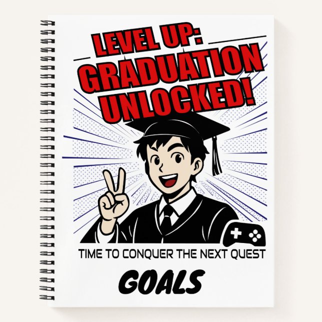 Level Up Abschluss Notebook - Life Goals Journal Notizbuch (Vorderseite)