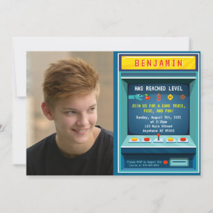 Level Up Arcade Game Picture Geburtstagsparty Einladung