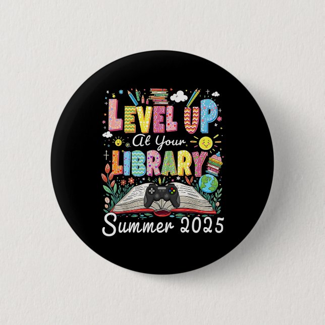 Level Up bei Ihrer Bibliothek Sommer 2025 Lies Gam Button (Vorderseite)
