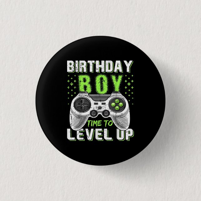 Level Up Birthday Boy Video Game Button (Vorderseite)