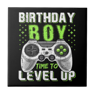 Level Up Birthday Boy Video Game Fliese
