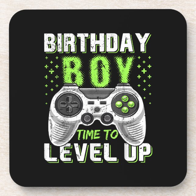 Level Up Birthday Boy Video Game Getränkeuntersetzer (Vorderseite)