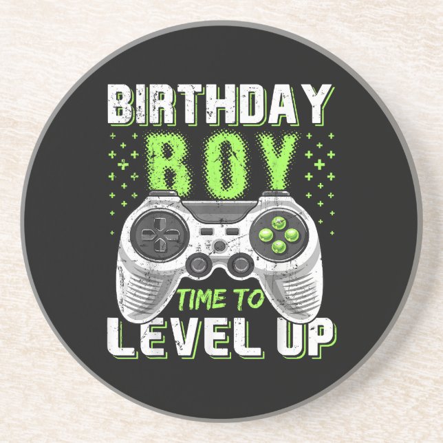 Level Up Birthday Boy Video Game Getränkeuntersetzer (Vorne)