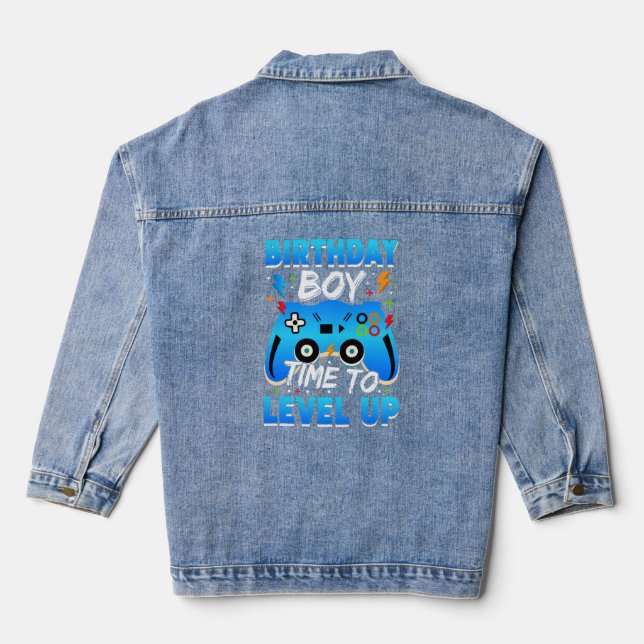 Level Up Birthday Boy Video Game Jeansjacke (Rückseite)