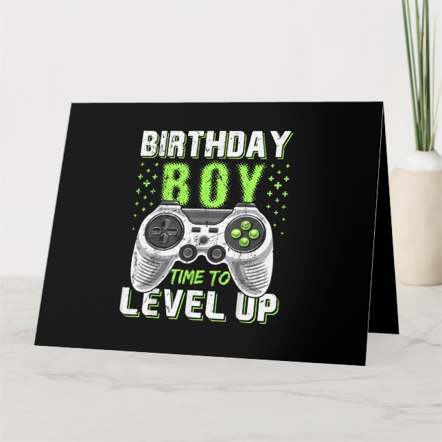 Level Up Birthday Boy Video Game Karte (Vorderseite)