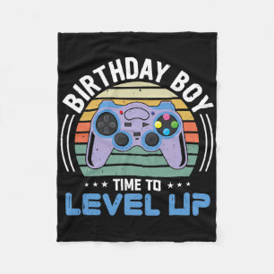 Level Up Birthday Boy Video Game Kids Party Fleecedecke