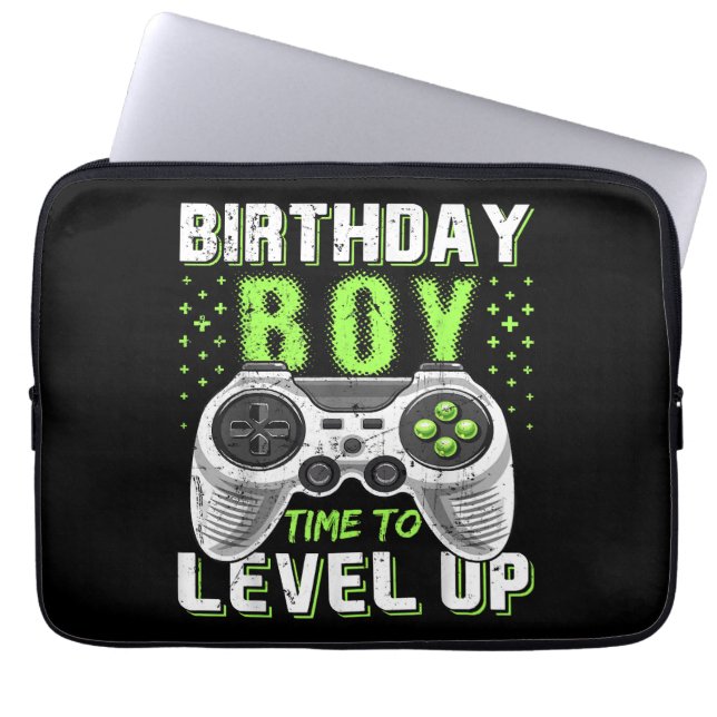 Level Up Birthday Boy Video Game Laptopschutzhülle (Vorderseite)