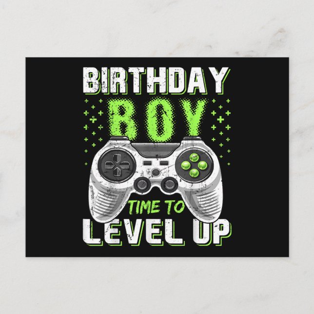 Level Up Birthday Boy Video Game Postkarte (Vorderseite)