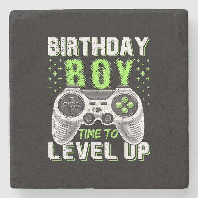 Level Up Birthday Boy Video Game Steinuntersetzer (Vorderseite)