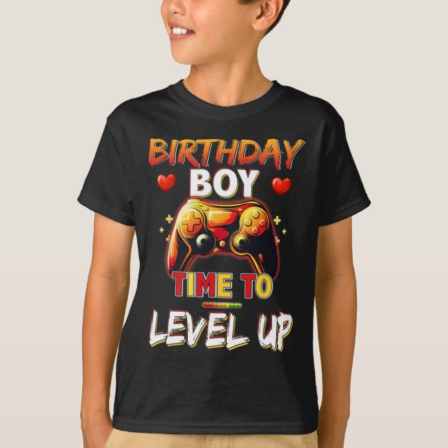 Level Up Birthday Boy Video Game T-Shirt (Vorderseite)