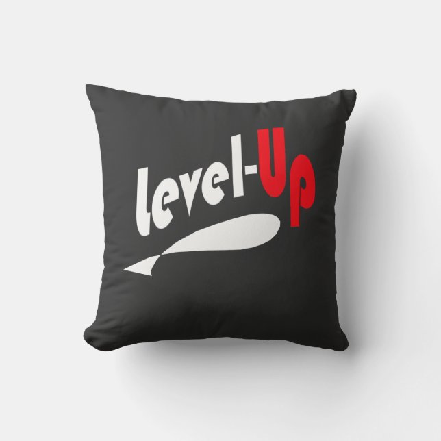 Level-Up Black throw pillow Kissen (Vorderseite)