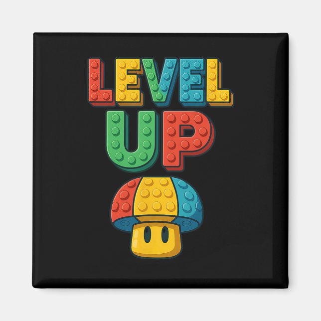 Level-Up-Blockbuchstaben-Powerup-Gamer Magnet (Vorne)