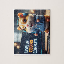 Level Up Coding Complete – Cute Gamer Hamster Prog Puzzle