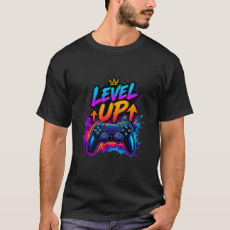 Level Up – Fette Gaming- & Motivations-Typografie T-Shirt