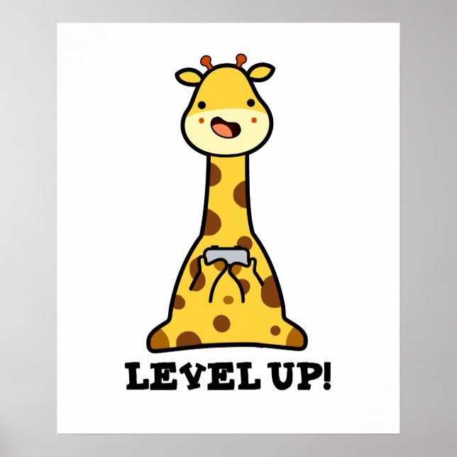 Level Up Funny Giraffe Pub Poster (Vorne)