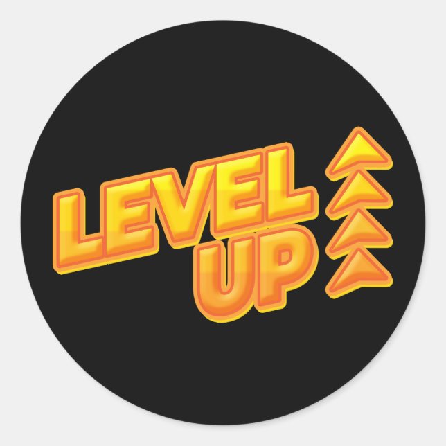 Level Up Game Runder Aufkleber (Vorderseite)