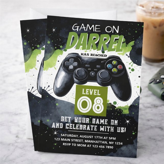 Level Up Gamer Geburtstag Einladung (Von Creator hochgeladen)