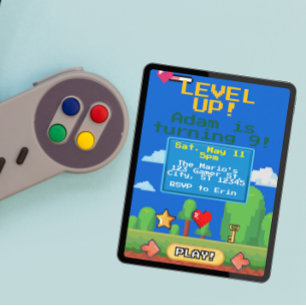 Level Up Gamer-Geburtstagsfeier Einladung
