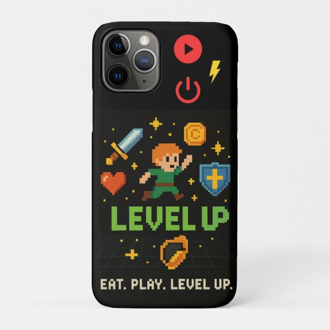 Level Up Gamer iPhone 11 Pro Hülle – Retro Pixel (Rückseite)