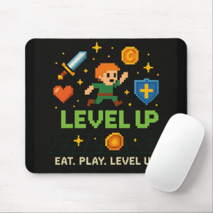 Level Up Gamer Mousepad - Retro Pixel Art Design