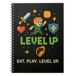 Level Up Gamer Notebook – Retro Pixel Gaming Style Notizblock