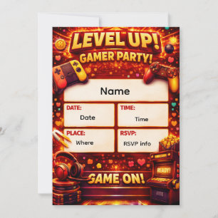 Level Up Gamer Party-Einladung  Einladung