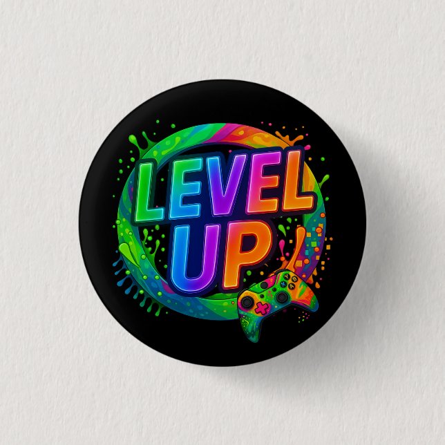 Level Up, Gamer-themed Button (Vorderseite)