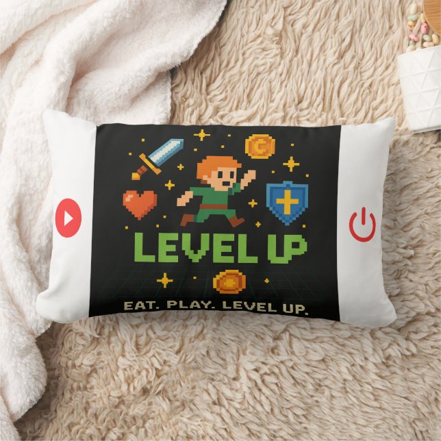 Level Up Gamer Throw Pillow – Pixel Retro Decor Lendenkissen (Decke)
