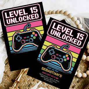 Level Up Gaming-Party für Jungen Einladung