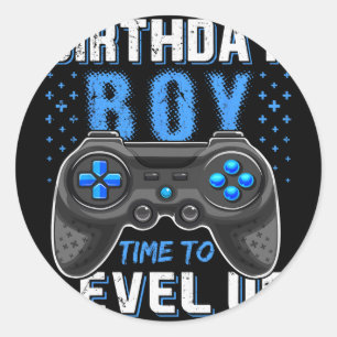 Level Up Geburtstagsjunge Gamer - Clic Fit1 Runder Aufkleber