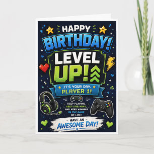 Level Up Geburtstagskarte für den Sohn Karte
