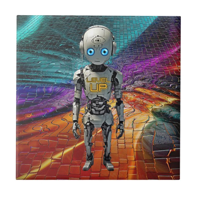 Level Up - Humanoid Roboter mit Third Tech Eye Fliese (Vorderseite)