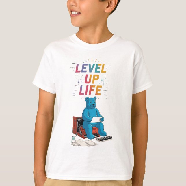 Level Up Life: Riesenblauer Gummibärenstreifen T-Shirt (Vorderseite)