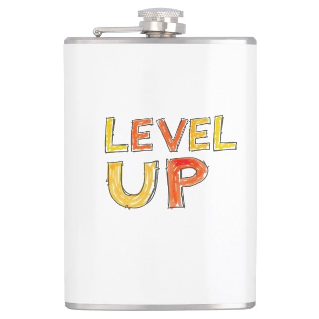 Level Up Motivationsdesign Flachmann (Vorderseite)
