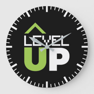 Level Up, Motivierend Videospiel, Gamer, Gaming Große Wanduhr