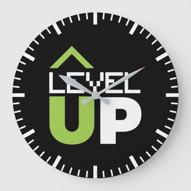 Level Up, Motivierend Videospiel, Gamer, Gaming Große Wanduhr (Vorderseite)