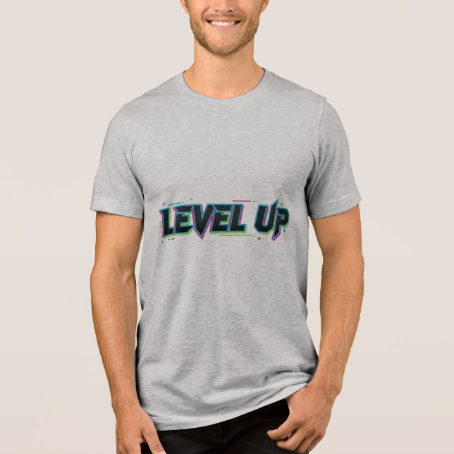 LEVEL UP – Neon Urban Streetwear Typo T-Shirt Tri-Blend Shirt (Vorderseite)