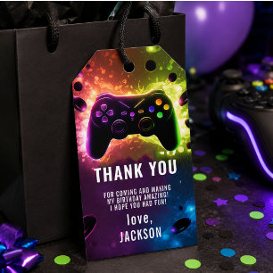 Level Up! Neon Video Game Birthday Party Geschenkanhänger