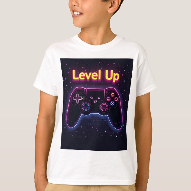 Level Up Neongamer Controller - Retro Pixel Art T T-Shirt (Vorderseite)