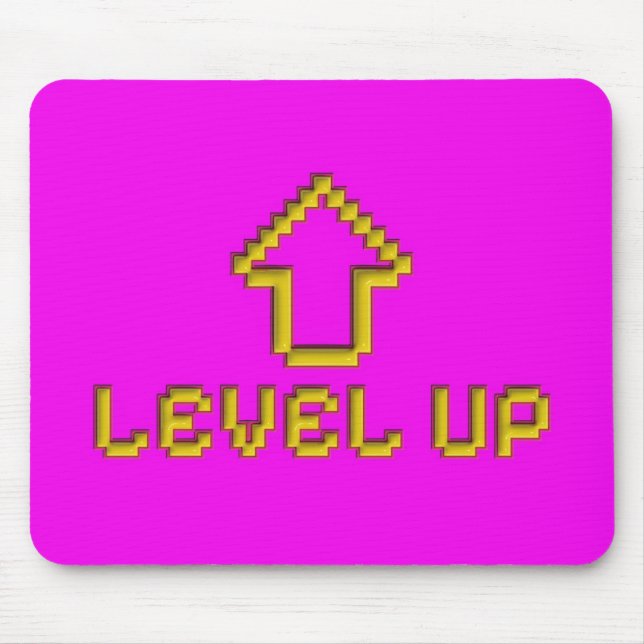 Level Up Retro Pixel Art Mauspad Elektrisches Pink (Vorne)