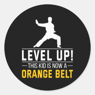 Level Up! This Kid Is Now A Orange Belt Karate Awa Runder Aufkleber