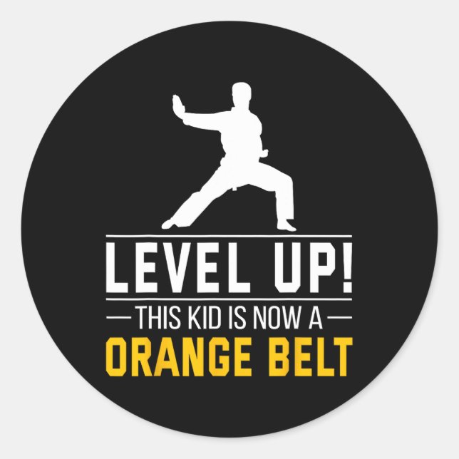 Level Up! This Kid Is Now A Orange Belt Karate Awa Runder Aufkleber (Vorderseite)