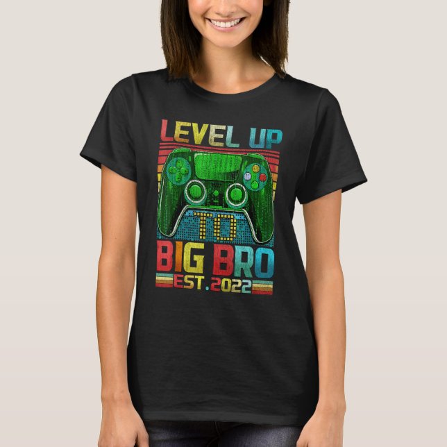 Level Up to Big Brother 2022 Pregnancy Baby Announ T-Shirt (Vorderseite)