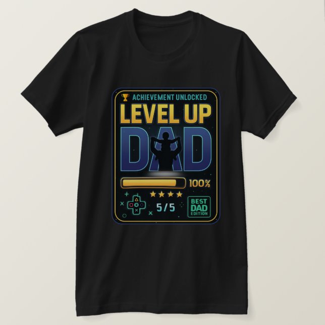 Level-Up-Vater-Gaming-T - Shirt | Unverschlossene  (Design vorne)