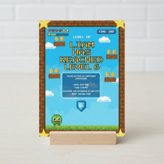 Level Up Video Game Birthday Party Invitation Einladung